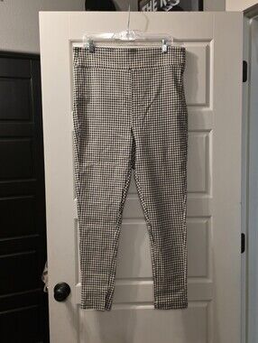 Unique Vintage Black & White Gingham Retro High-Waisted Pants
